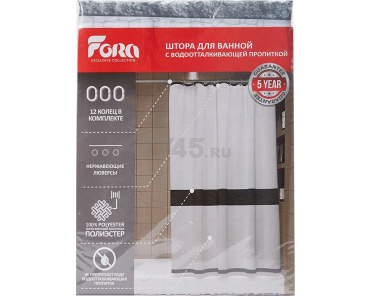 Штора для ванной комнаты 180х180 FORA Stone Black (FOR-STN204BL) - Фото 6